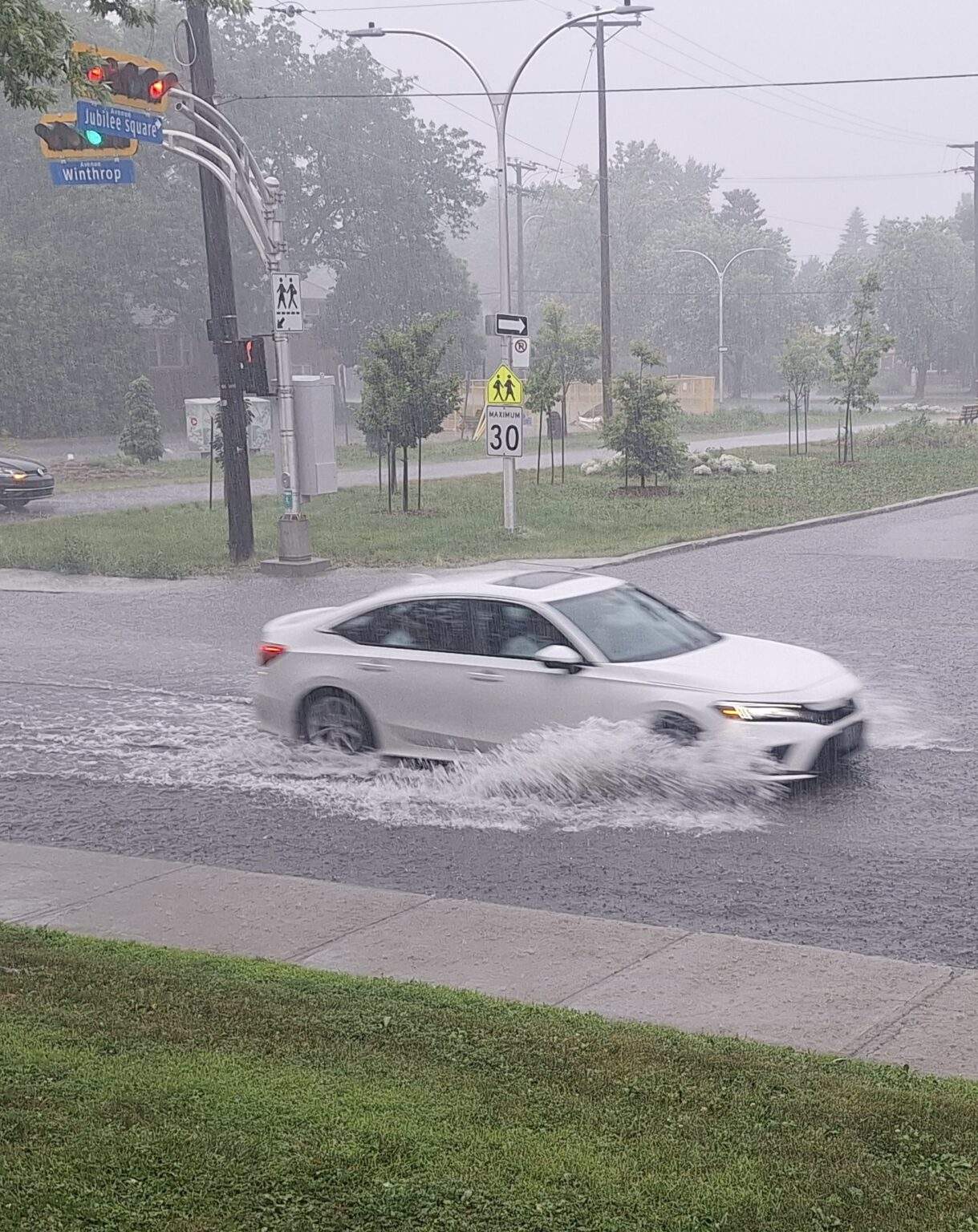 Rain turned streets into rivers